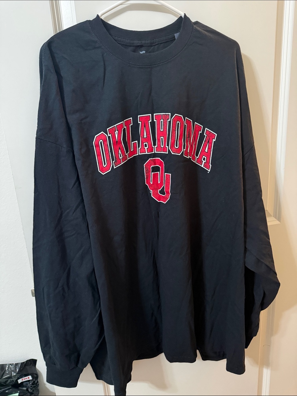 Fanatics OU Oklahoma Black Long-Sleeve Tee with Red Logo